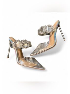 ShoeDazzle Joselin Clear Embellished Pump with Rhinestone buckles size 8.5